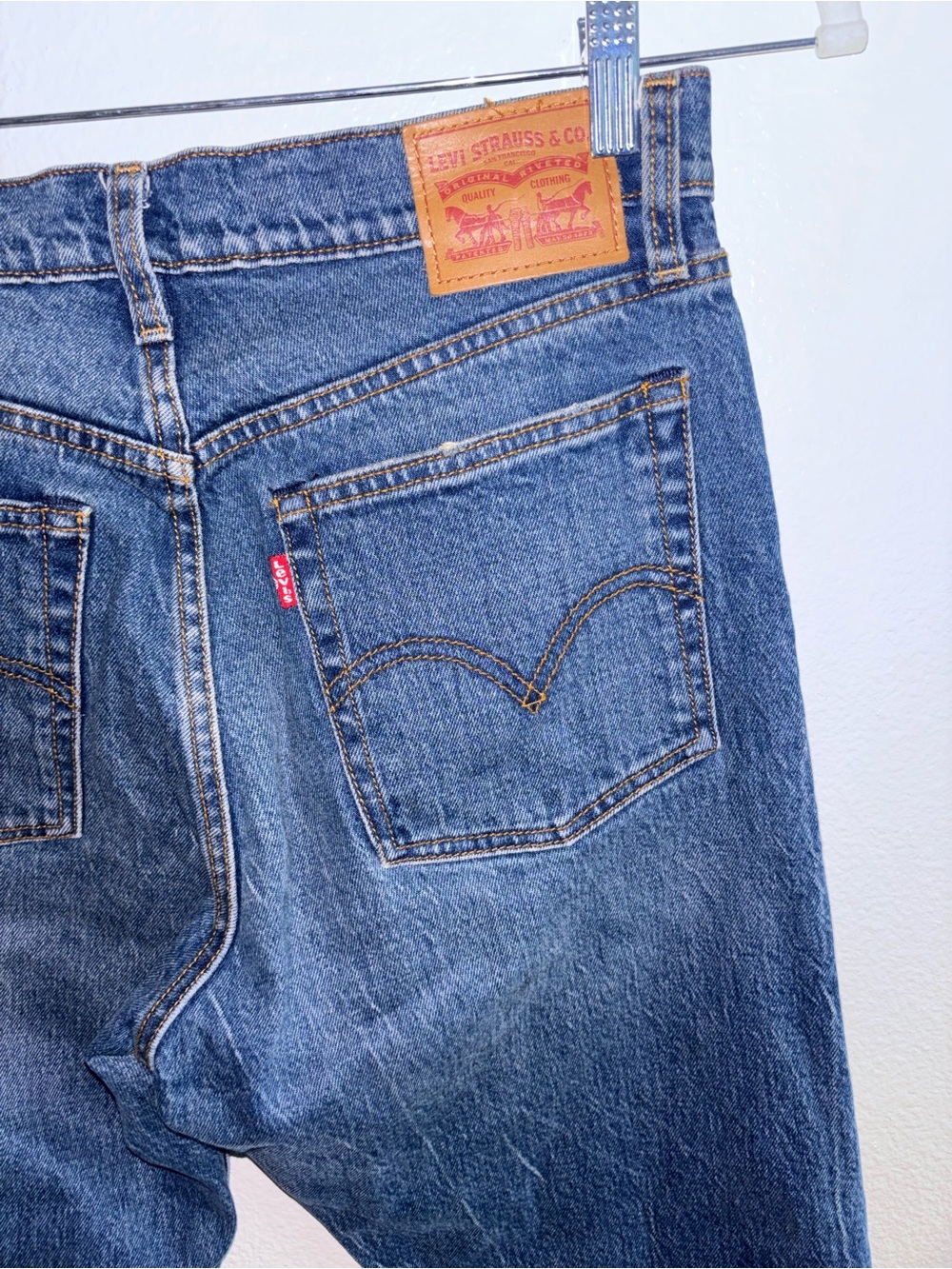 Levi's 501 Original Straight Leg Cropped Raw Hem Jeans Blue Size 29 - Picture 7 of 8